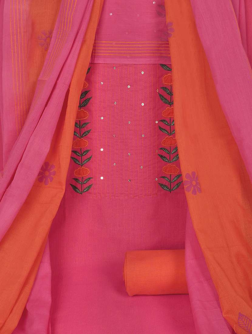women solid with work unstitched suit set - 22142477 - Standard Image - 3