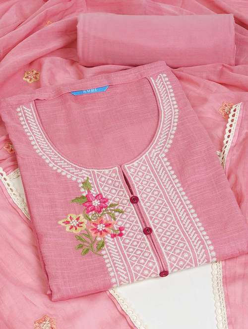 women solid with work unstitched suit set - 22142483 - Standard Image - 0