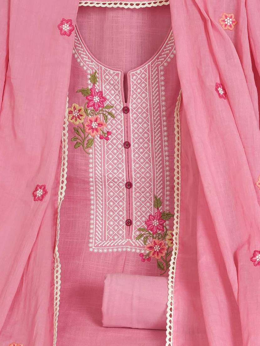 women solid with work unstitched suit set - 22142483 - Standard Image - 3
