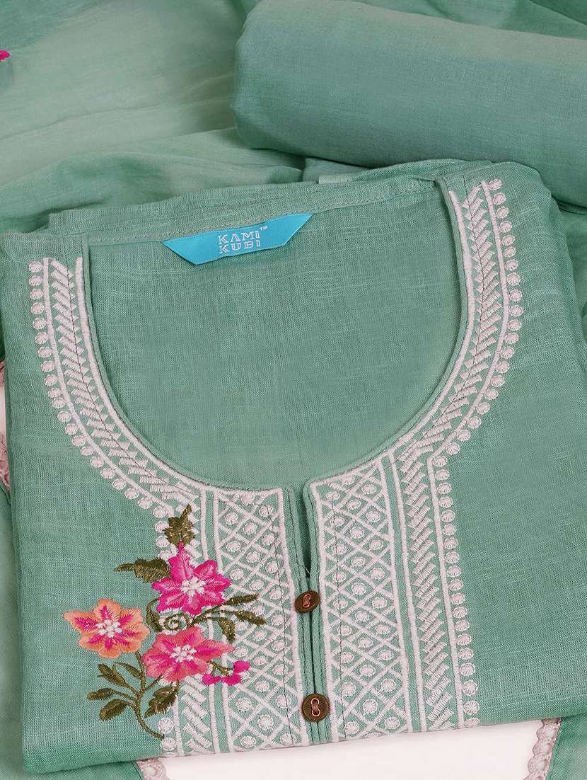 women solid with work unstitched suit set - 22142484 -  Standard Image - 3
