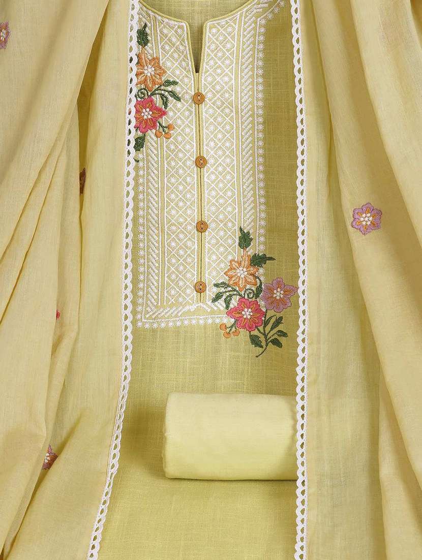 women solid with work unstitched suit set - 22142485 - Standard Image - 3