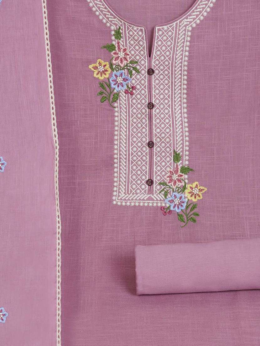 women solid with work unstitched suit set - 22142486 -  Standard Image - 3