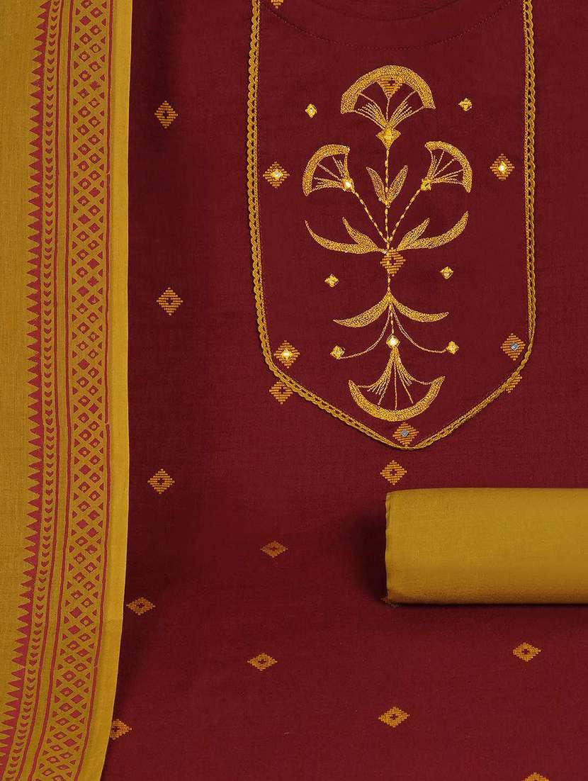 women self design embroidered unstitched suit set - 22142488 -  Standard Image - 3