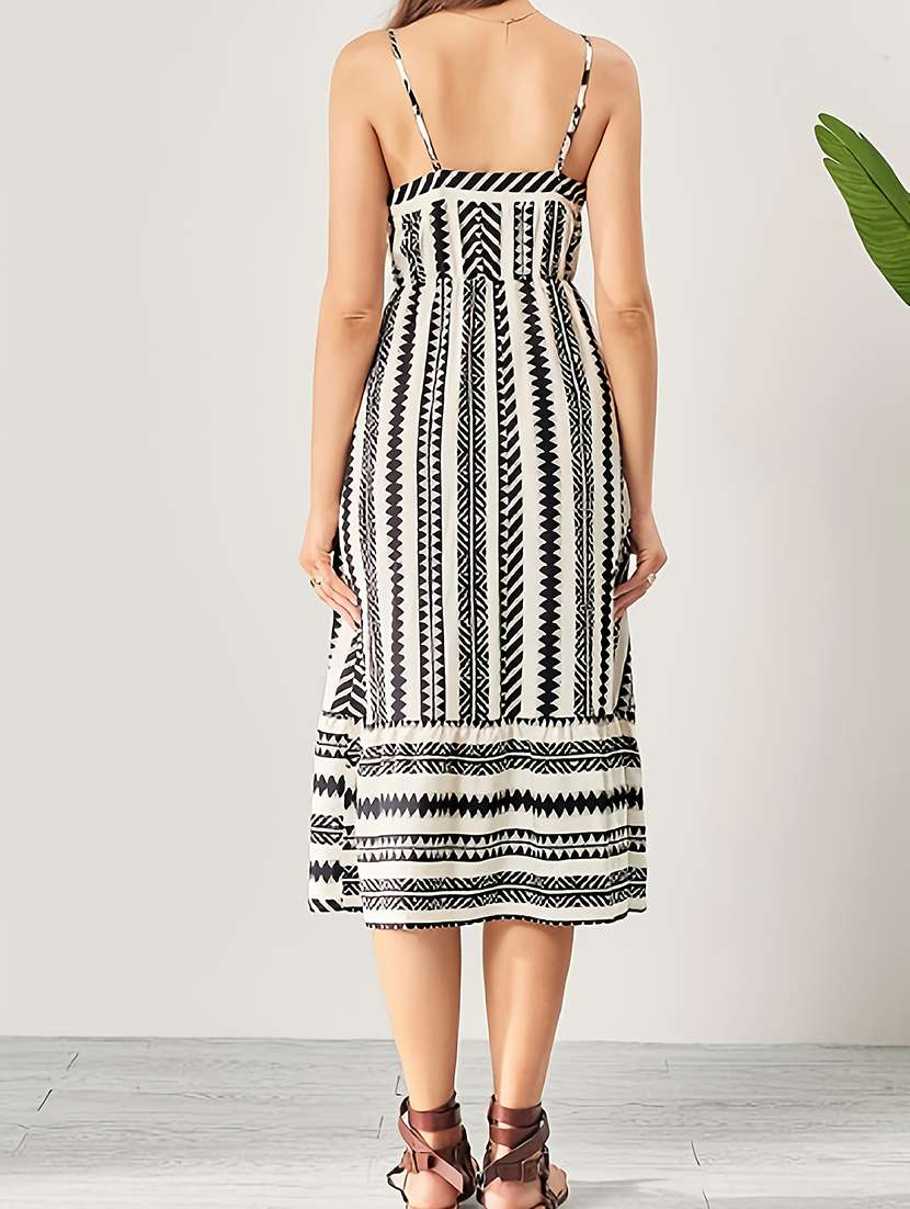 women printed shoulder strap tiered dress - 22142583 -  Standard Image - 3