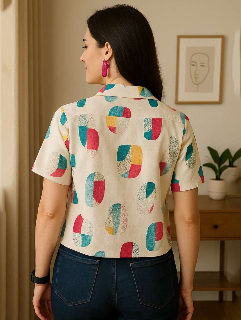 women printed collared short sleeve regular fit shirt - 22142591 -  Standard Image - 3