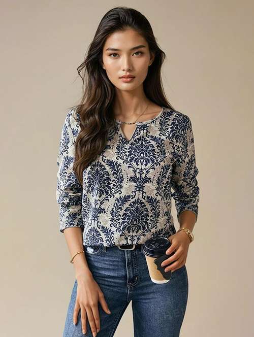 women printed long sleeve regular top - 22142603 -  Standard Image - 0