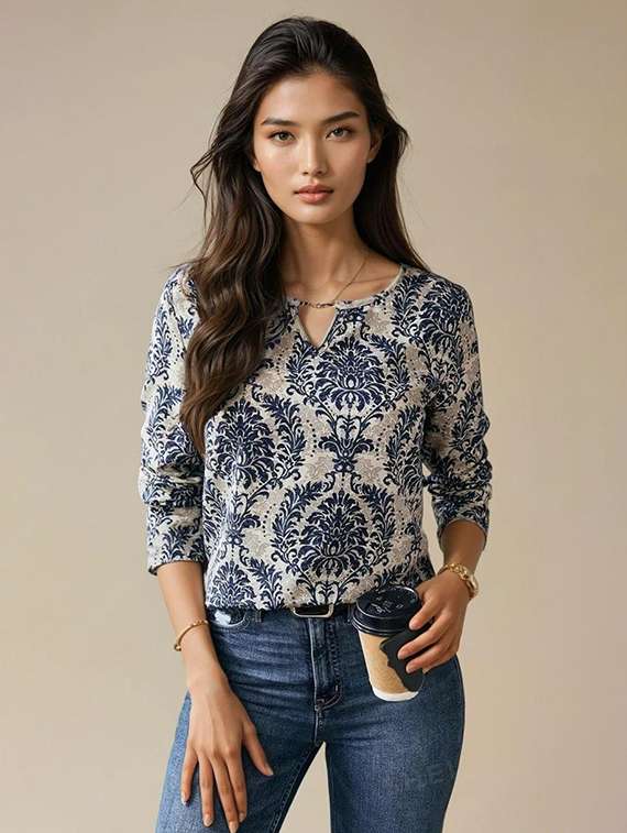 women printed long sleeve regular top - 22142603 -  Zoom Image - 0