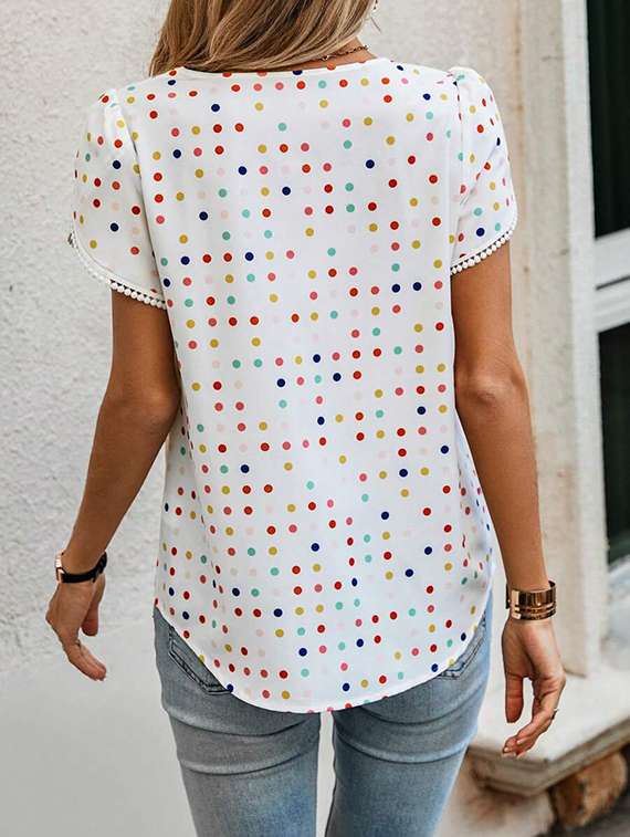 women polka doted tulip sleeve top - 22142604 -  Standard Image - 3