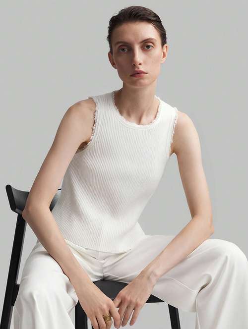 women white solid sleeveless regular top - 22142606 -  Standard Image - 0