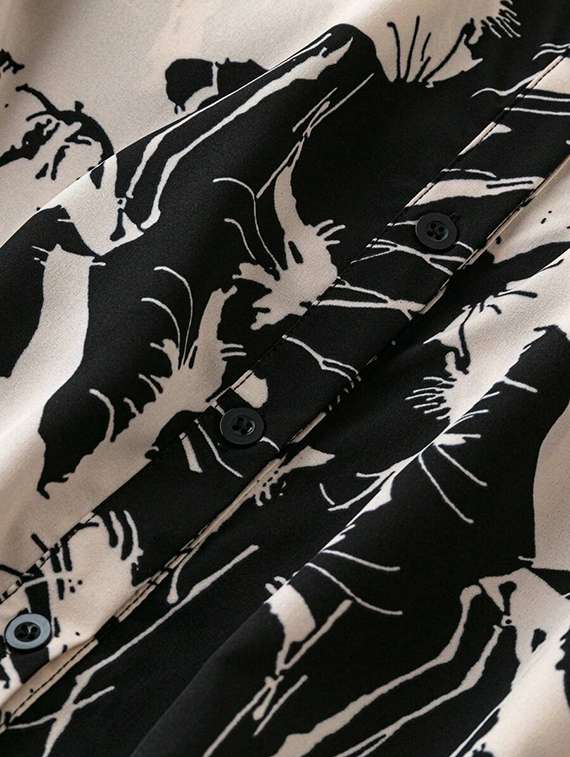 women printed collared bell sleeve shirt dress - 22142614 -  Standard Image - 3