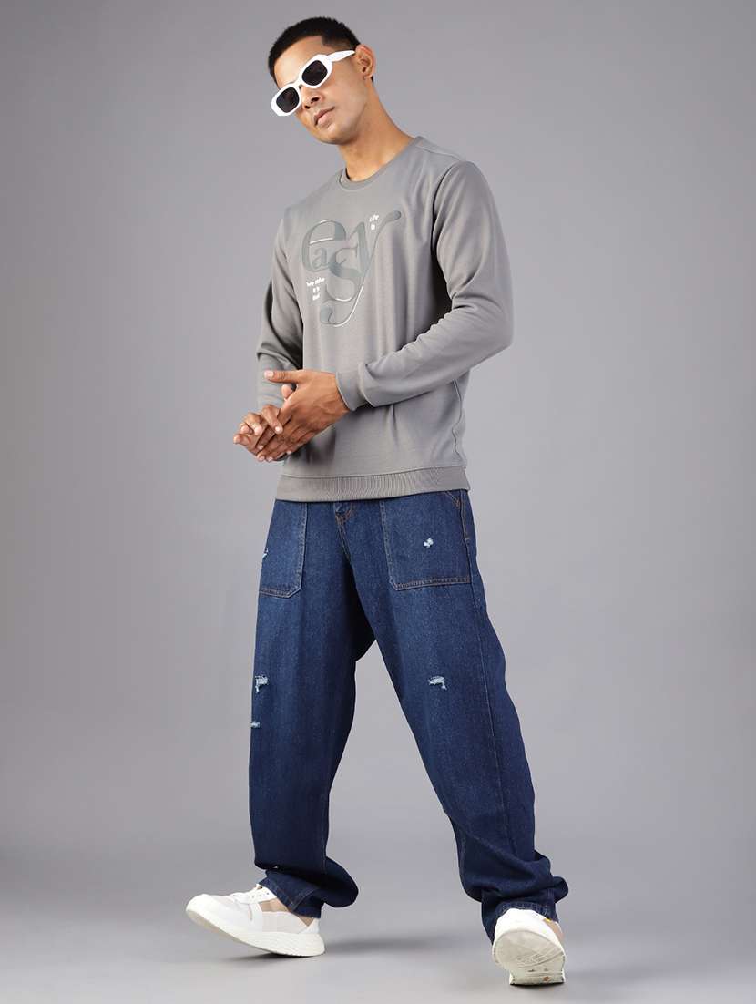 men washed mid rise full length baggy jeans - 22142628 -  Standard Image - 3