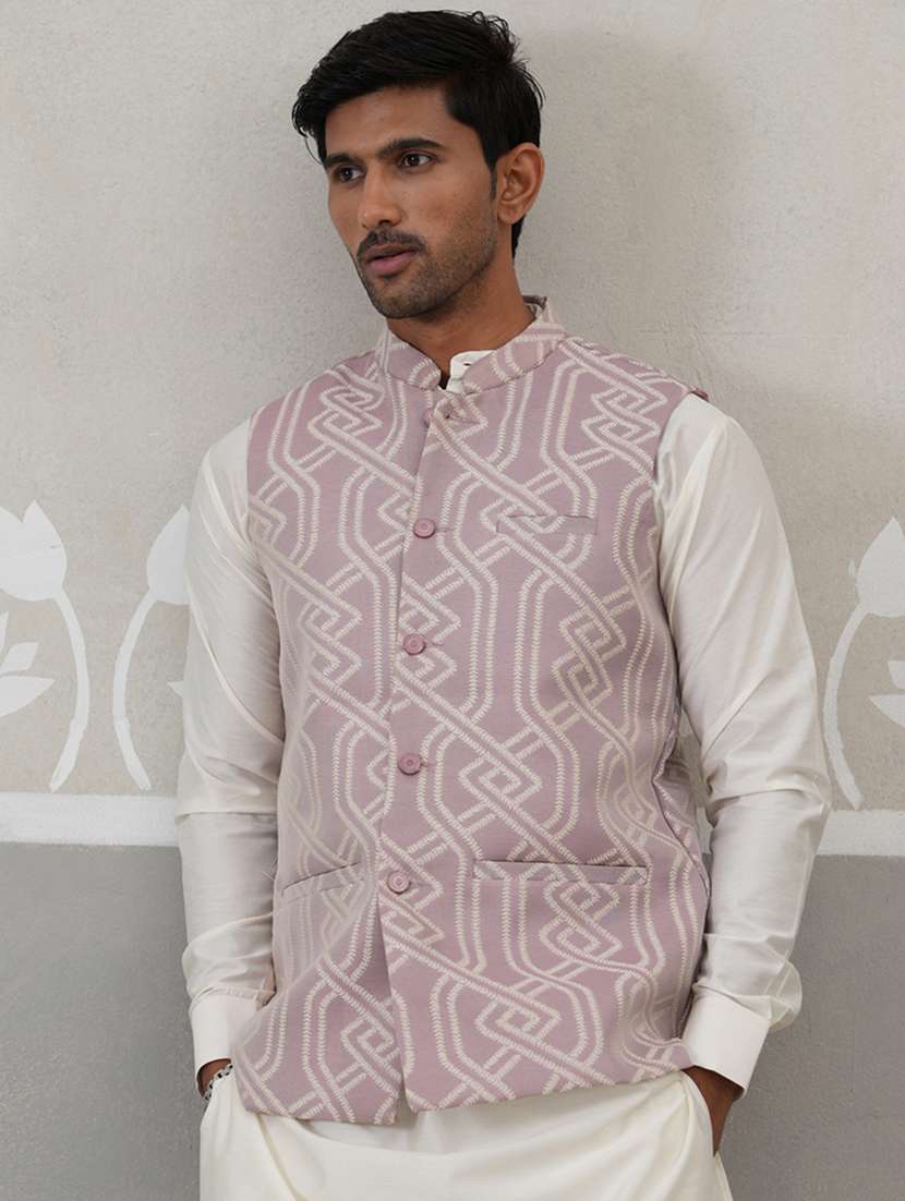 men embroidered mandarin neck nehru jacket - 22142634 -  Standard Image - 3