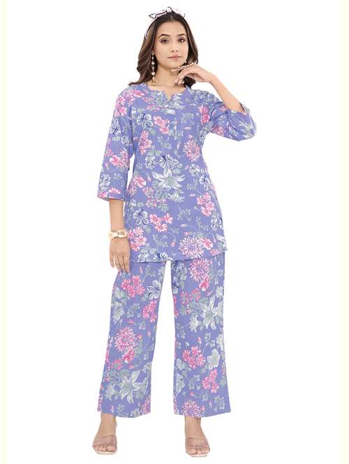 women floral three quarter sleeve ethnic co-ord set - 22142640 -  Standard Image - 0