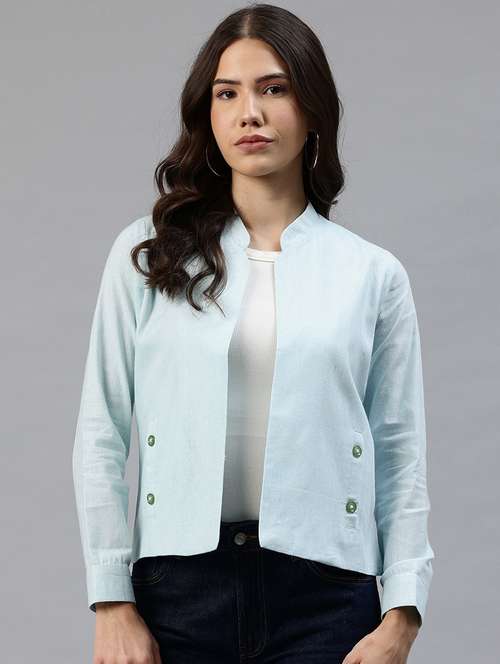 women solid long sleeve jacket - 22142669 - Standard Image - 0