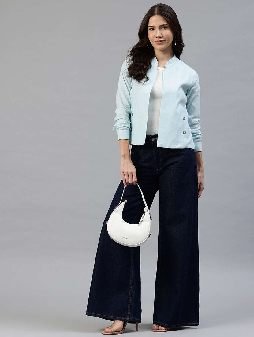 women solid long sleeve jacket - 22142669 - Standard Image - 3