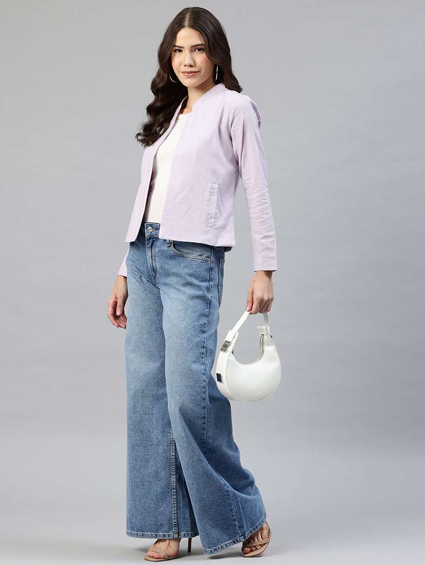 women solid long sleeve jacket - 22142670 - Standard Image - 3