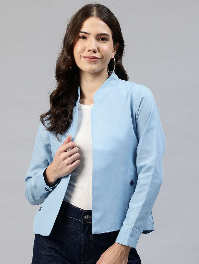 women solid long sleeve jacket - 22142671 -  Zoom Image - 0