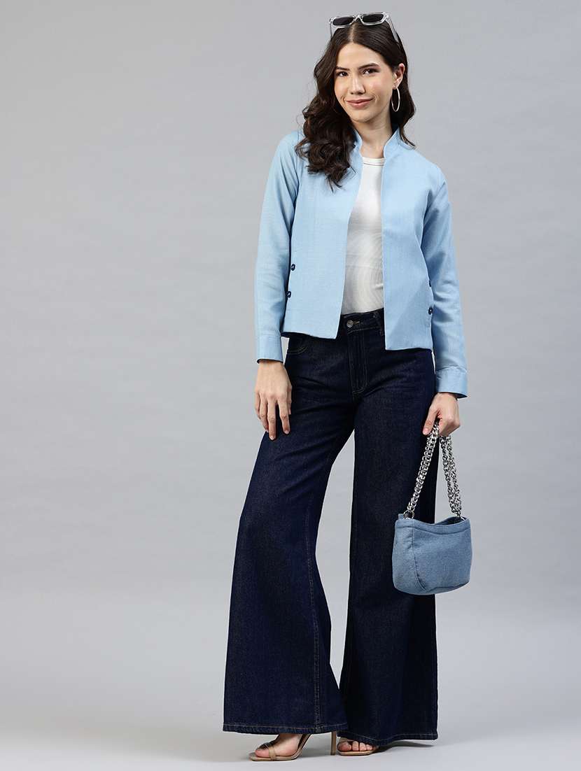 women solid long sleeve jacket - 22142671 -  Standard Image - 3