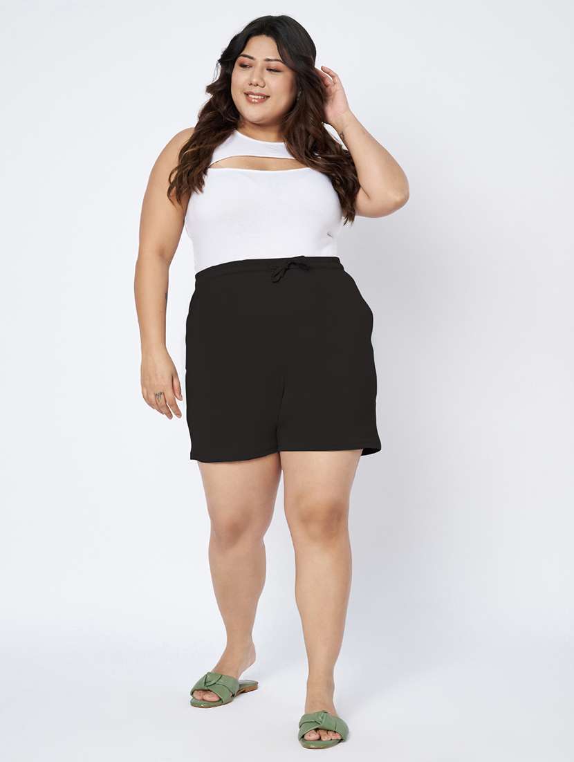 women plus size solid mid rise shorts - 22142675 - Standard Image - 5