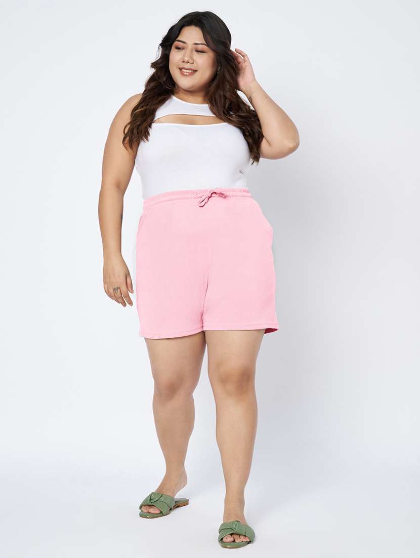 women plus size solid mid rise shorts - 22142676 -  Standard Image - 5