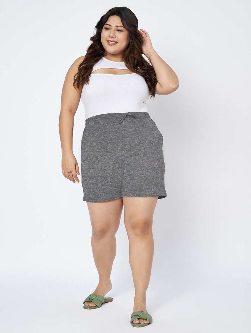 women plus size solid mid rise shorts - 22142677 -  Standard Image - 5