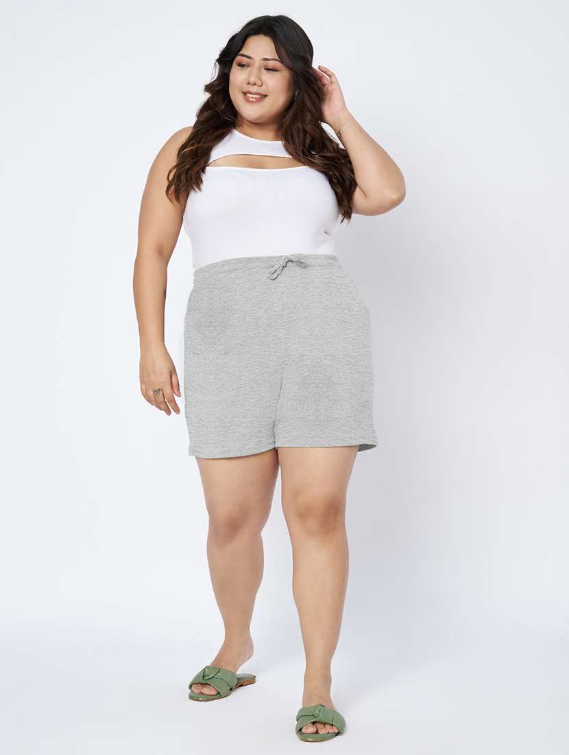 women plus size solid mid rise shorts - 22142678 -  Standard Image - 5