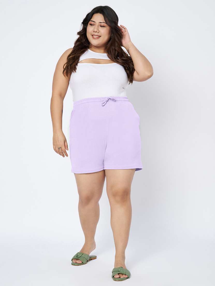 women plus size solid mid rise shorts - 22142679 -  Standard Image - 5