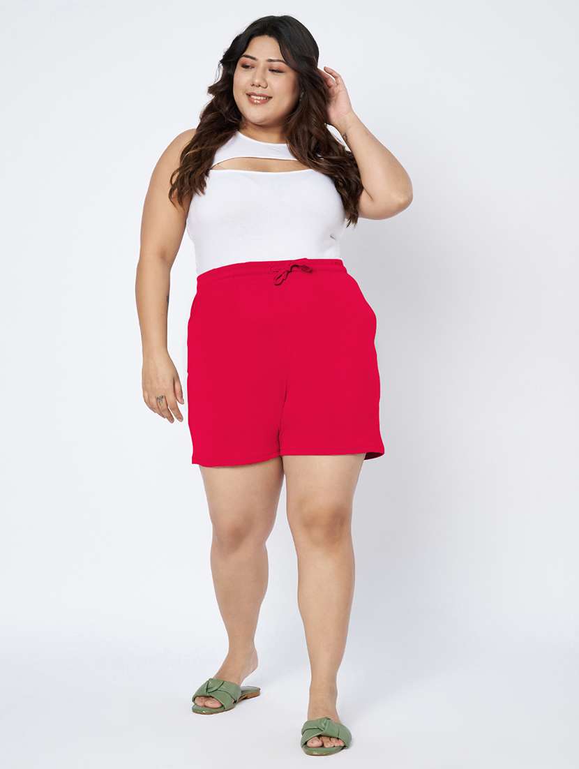 women plus size solid mid rise shorts - 22142680 - Standard Image - 5