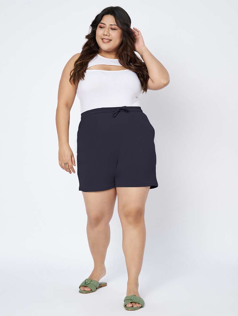 women plus size solid mid rise shorts - 22142681 -  Standard Image - 5