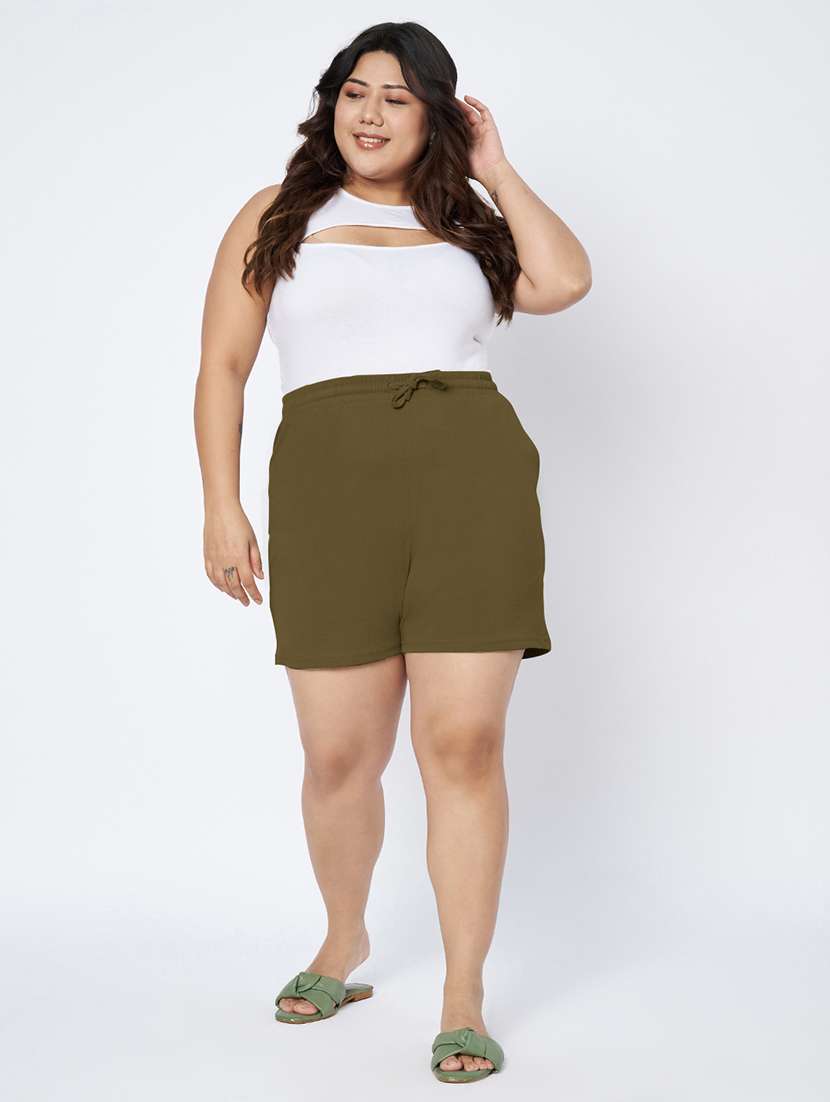 women plus size solid mid rise shorts - 22142682 -  Standard Image - 5