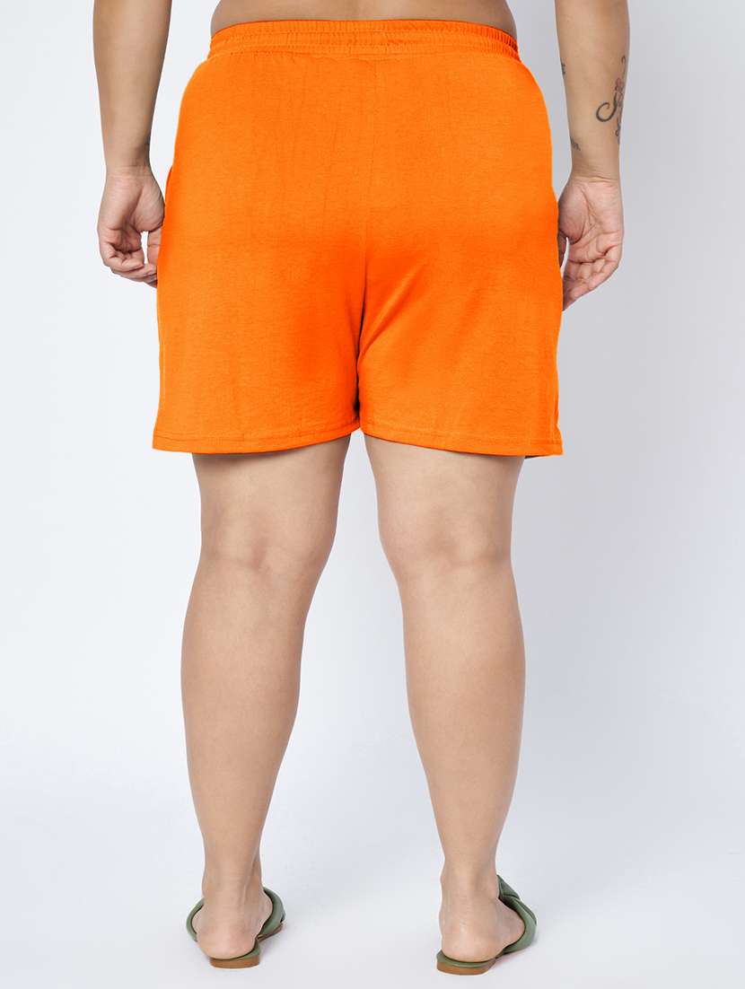 women plus size solid mid rise shorts - 22142683 - Standard Image - 3