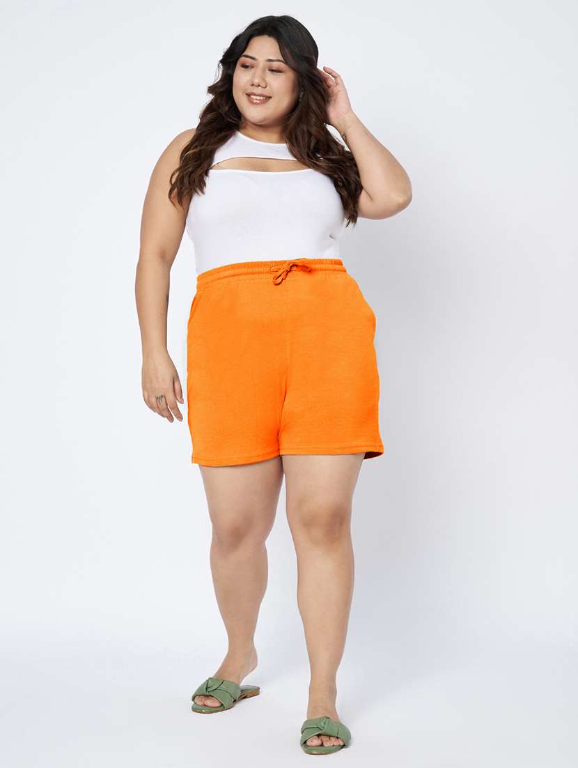 women plus size solid mid rise shorts - 22142683 - Standard Image - 5