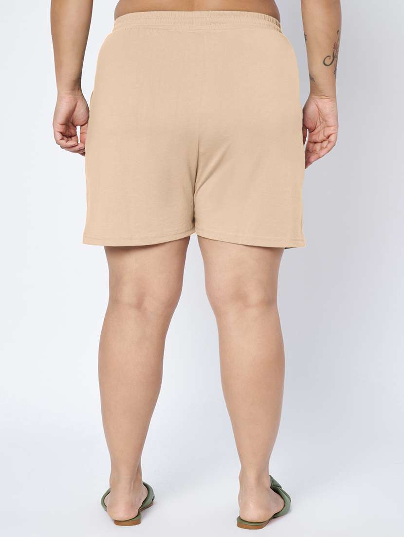 women plus size solid mid rise shorts - 22142684 - Standard Image - 3