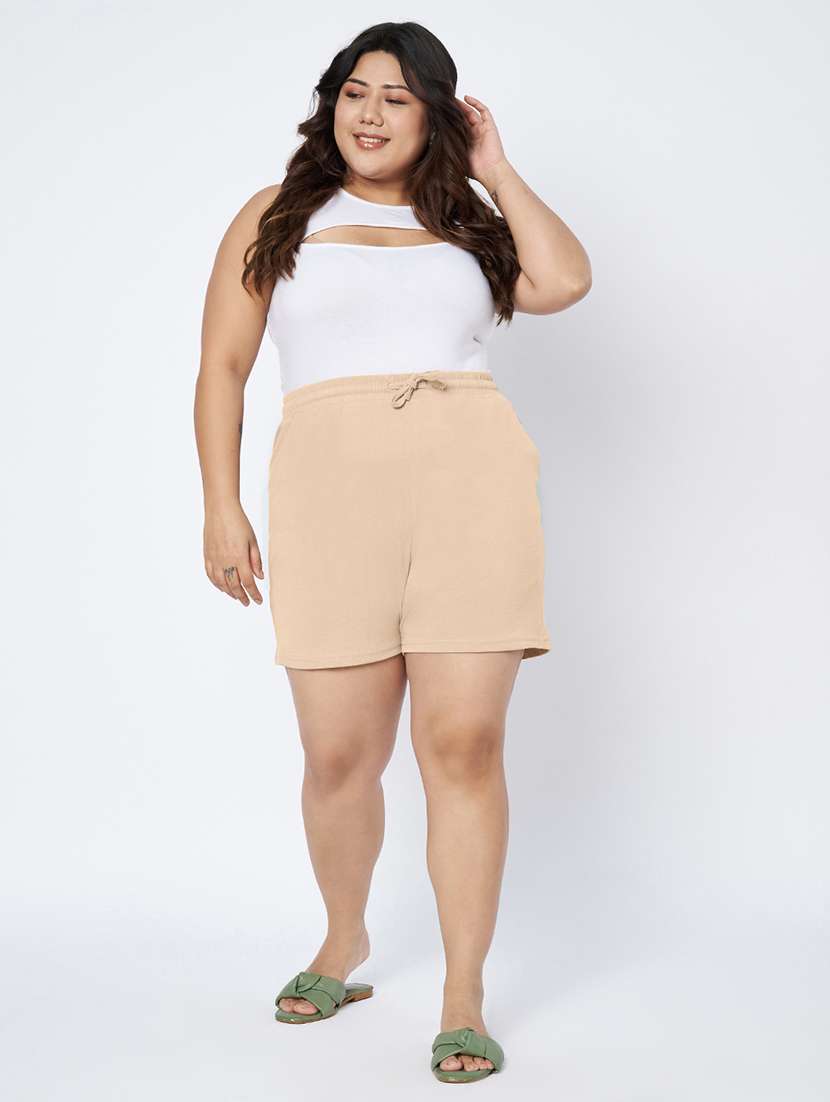 women plus size solid mid rise shorts - 22142684 - Standard Image - 5