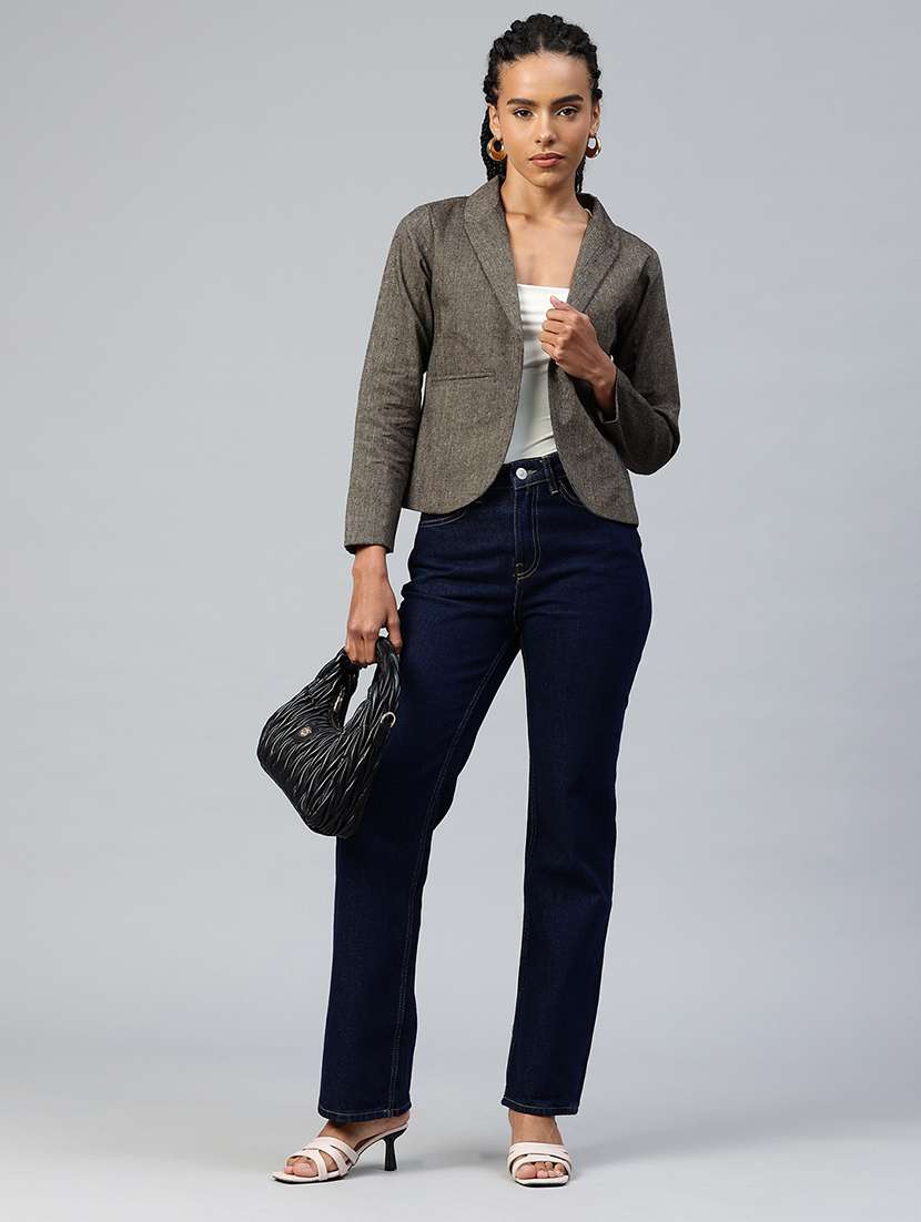 women solid long sleeve single breasted blazer - 22142690 - Standard Image - 3