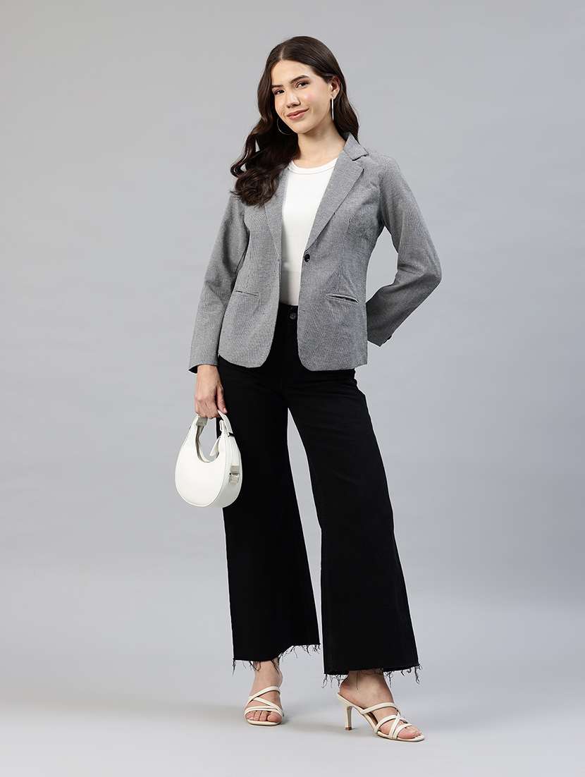 women checkered long sleeve single breasted blazer - 22142693 -  Standard Image - 3