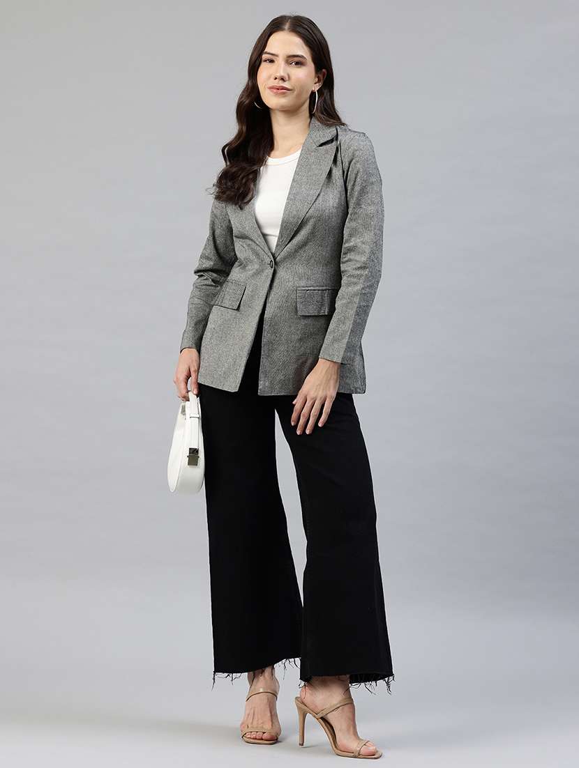 women solid long sleeve single breasted blazer - 22142694 -  Standard Image - 3