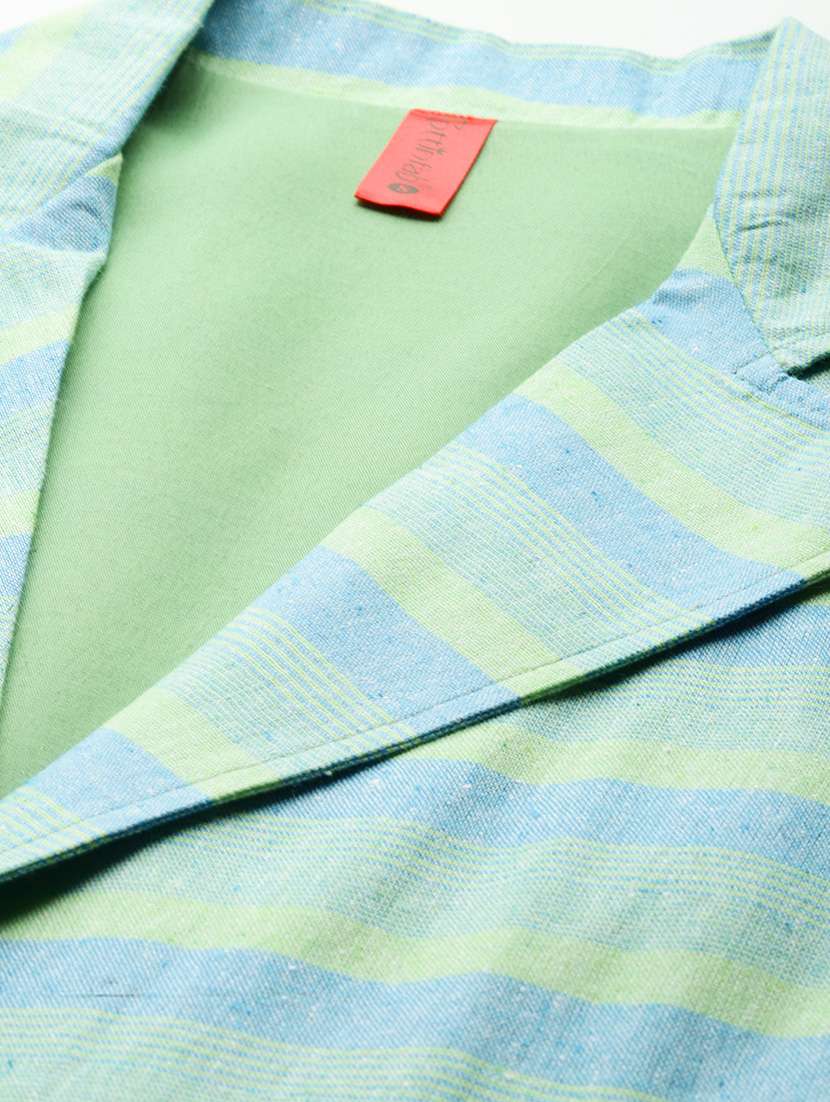 women striped long sleeve single breasted blazer - 22142699 -  Standard Image - 5