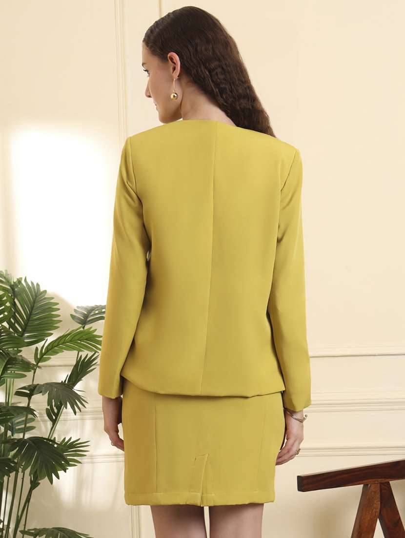 women solid blazer and skirt co-ord set - 22142706 -  Standard Image - 5