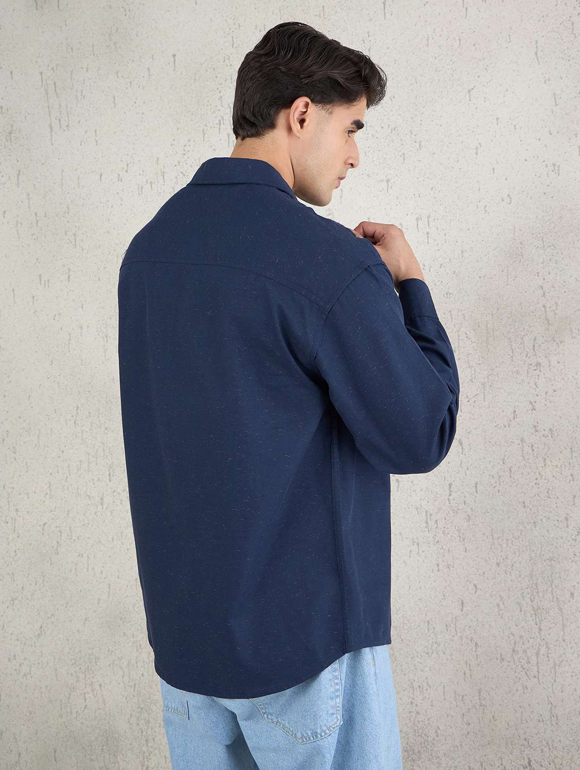 men self design long sleeve oversized casual shirt - 22142717 -  Standard Image - 3