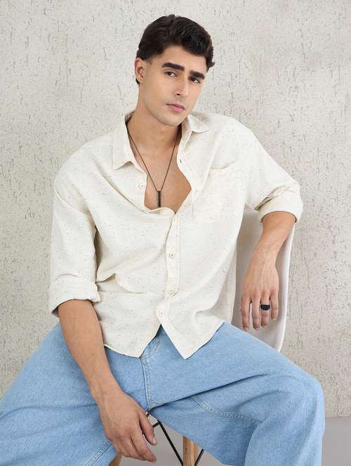 men self design long sleeve oversized casual shirt - 22142718 -  Standard Image - 0