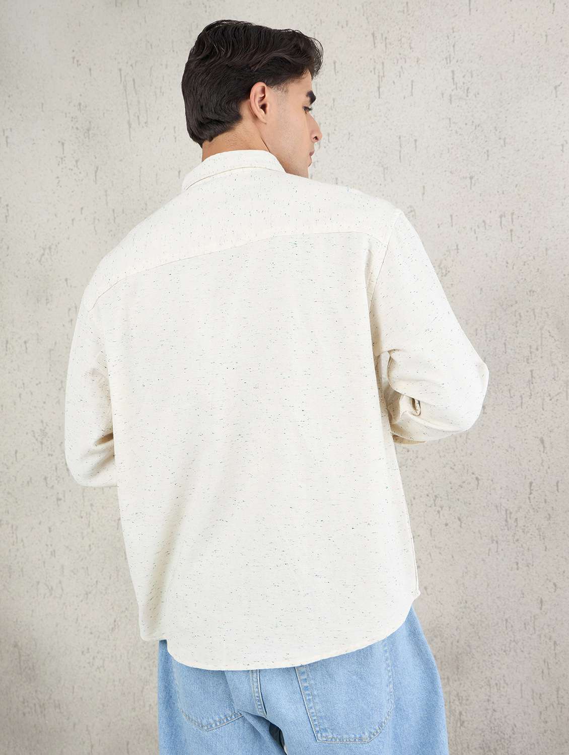 men self design long sleeve oversized casual shirt - 22142718 - Standard Image - 3