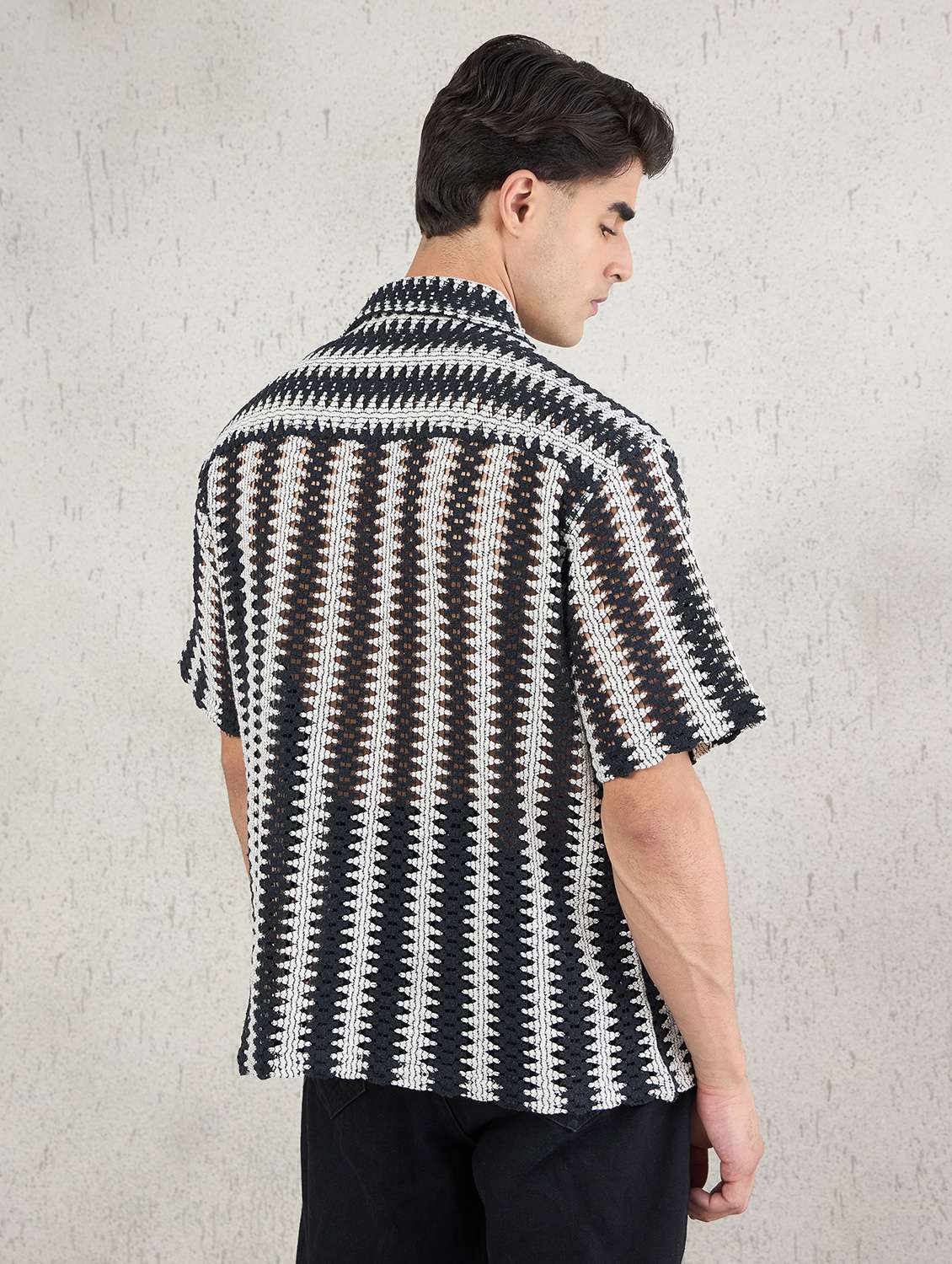 men self design short sleeve oversized casual shirt - 22142720 - Standard Image - 3