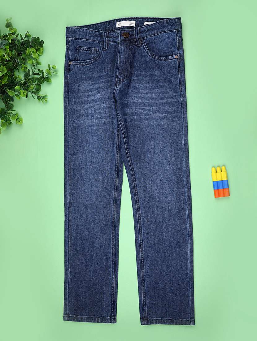 boys solid mid rise slim fit jean