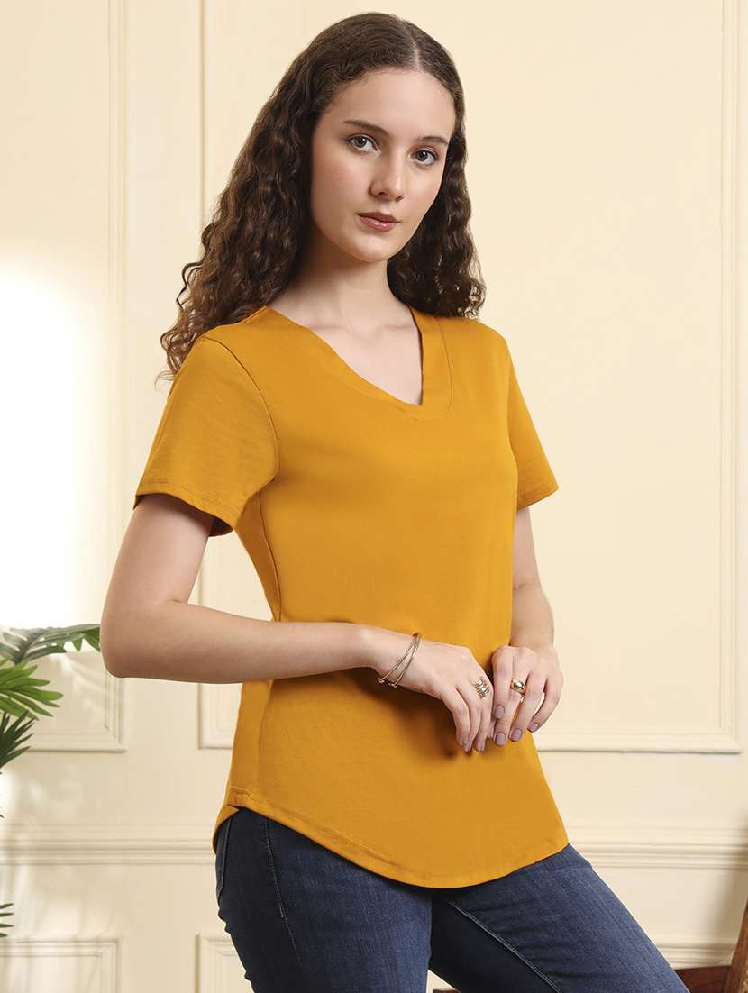 women solid short sleeve regular fit t-shirt - 22142730 - Standard Image - 3