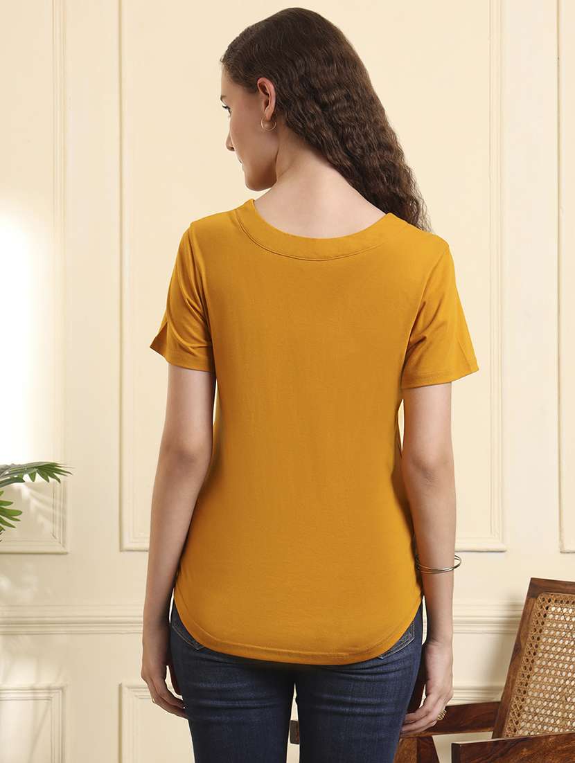 women solid short sleeve regular fit t-shirt - 22142730 - Standard Image - 5