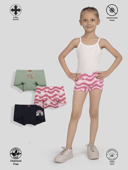 girls pack of 3 printed mid rise bloomer - 22142734 -  Standard Image - 0
