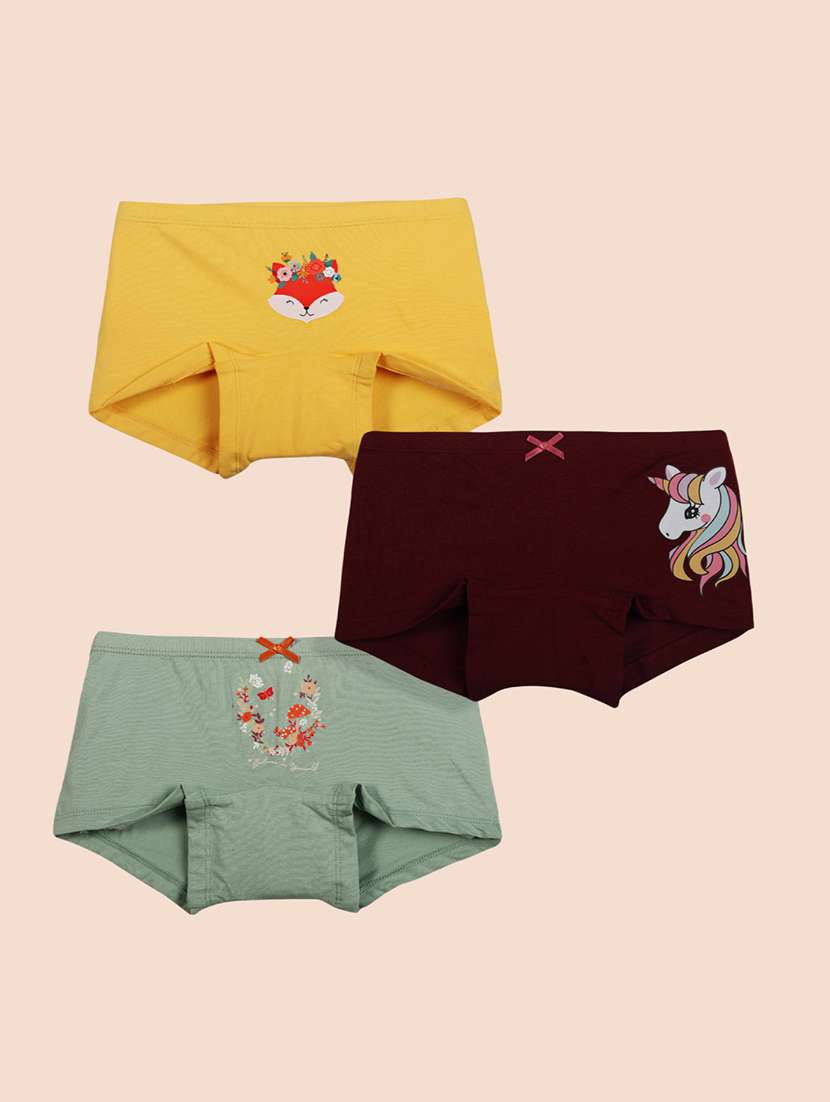 girls pack of 3 printed bloomer