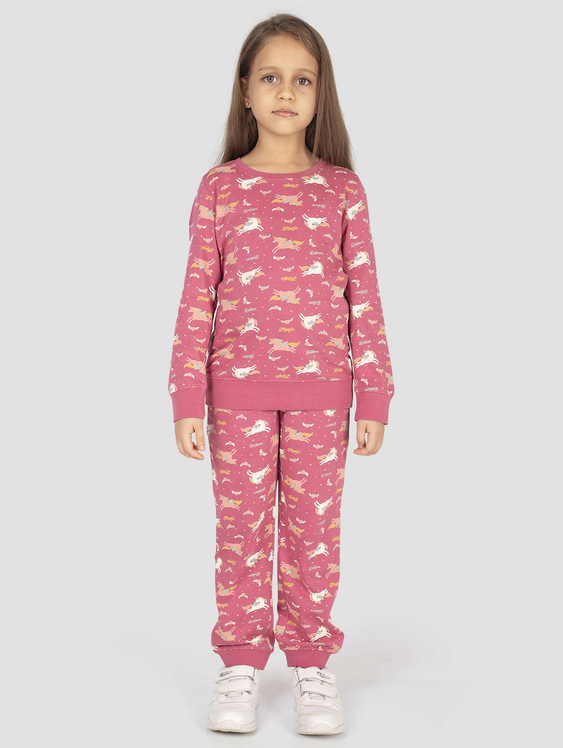girls printed long sleeve nightwear pyjama set