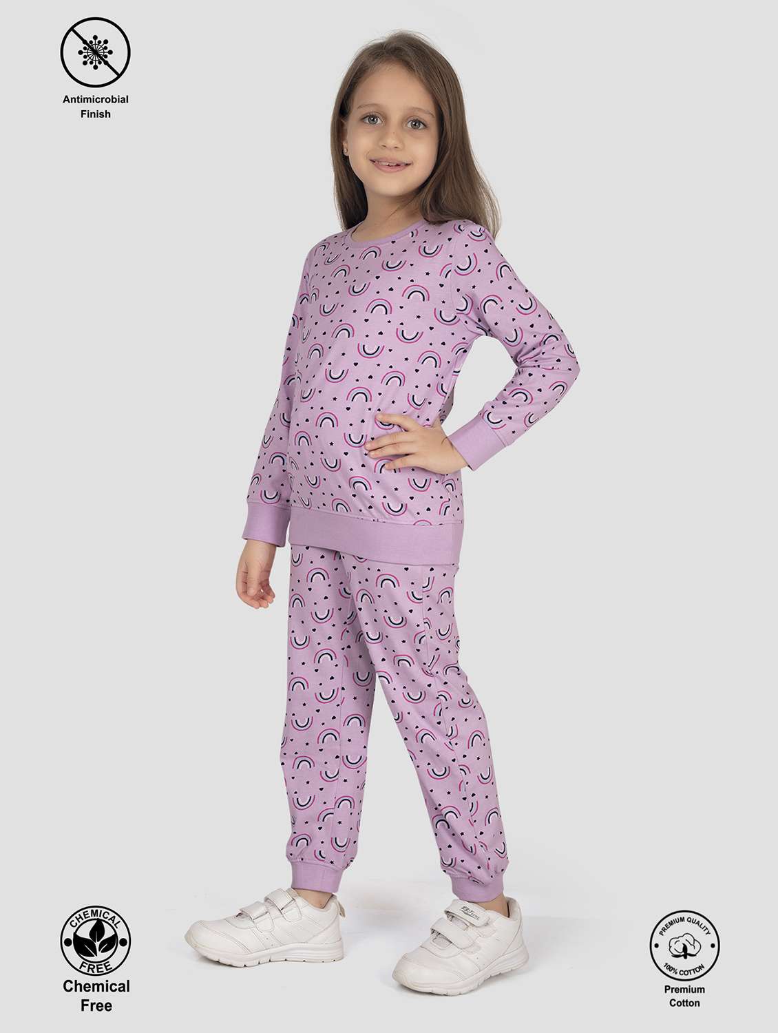 girls printed long sleeve pyjama set nightwear